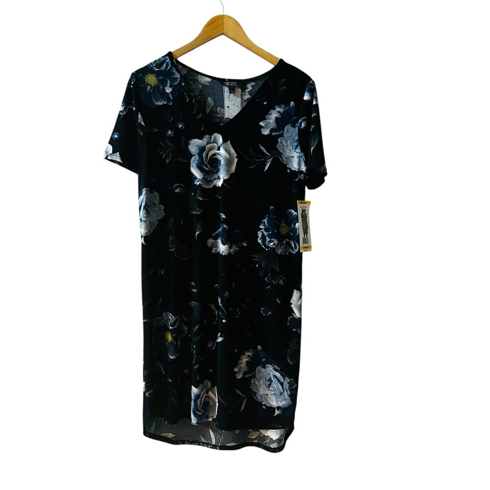 Christian Siriano Black Floral Short Sleeve Hi Low Dress Size M Medium NWT